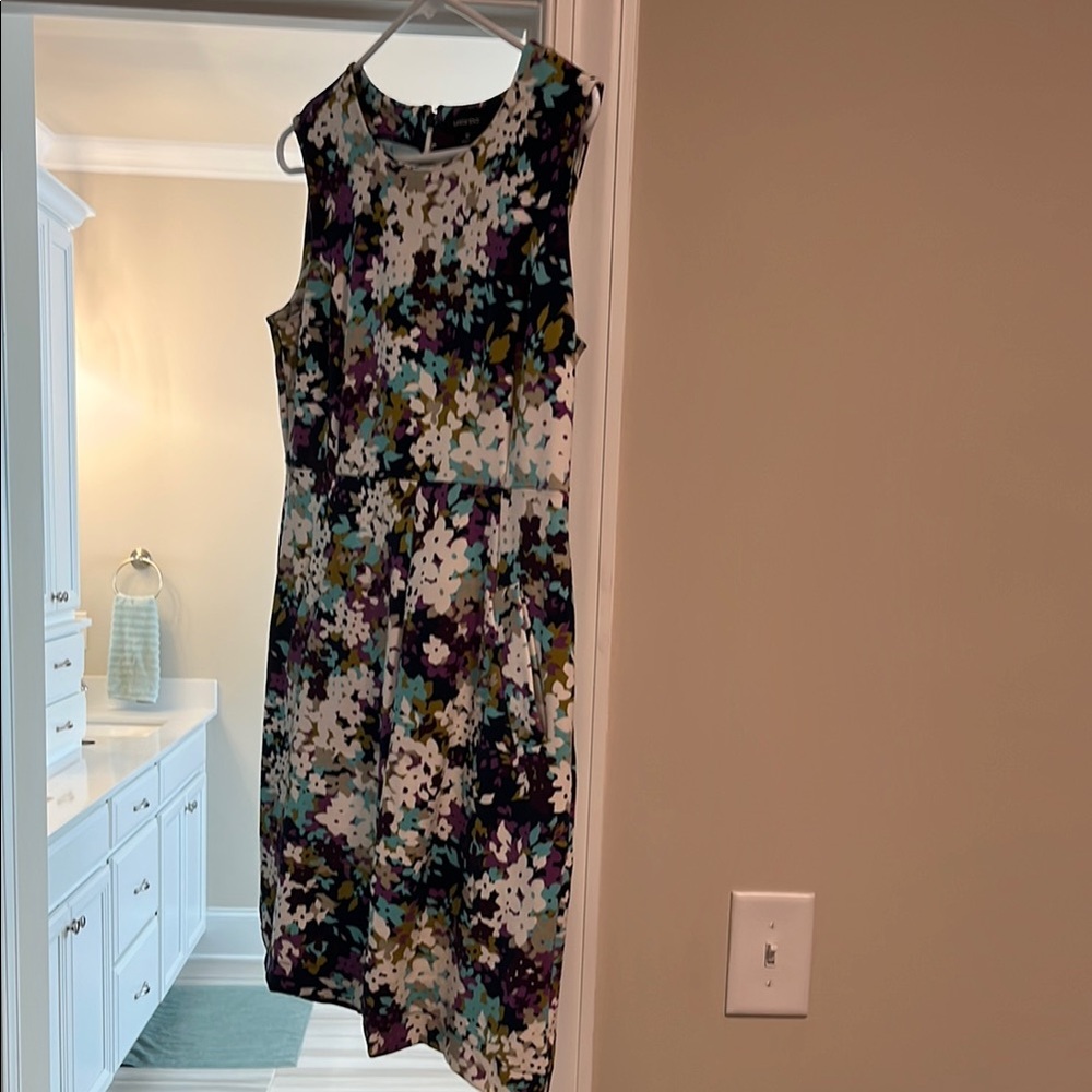 Lands' End Pink and Purple Sleeveless Midi Sundress